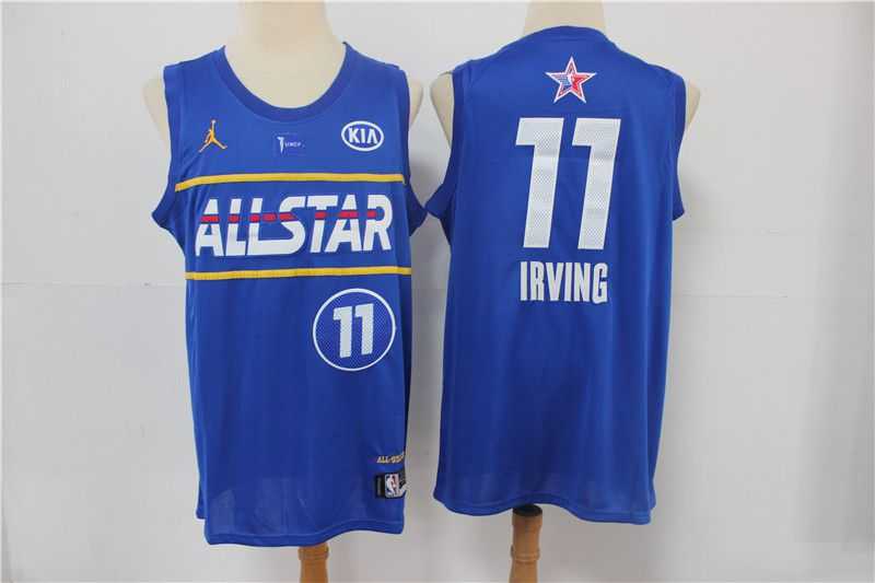 Men Brooklyn Nets 11 Irving Blue NBA 2020-2021 All Star Jersey